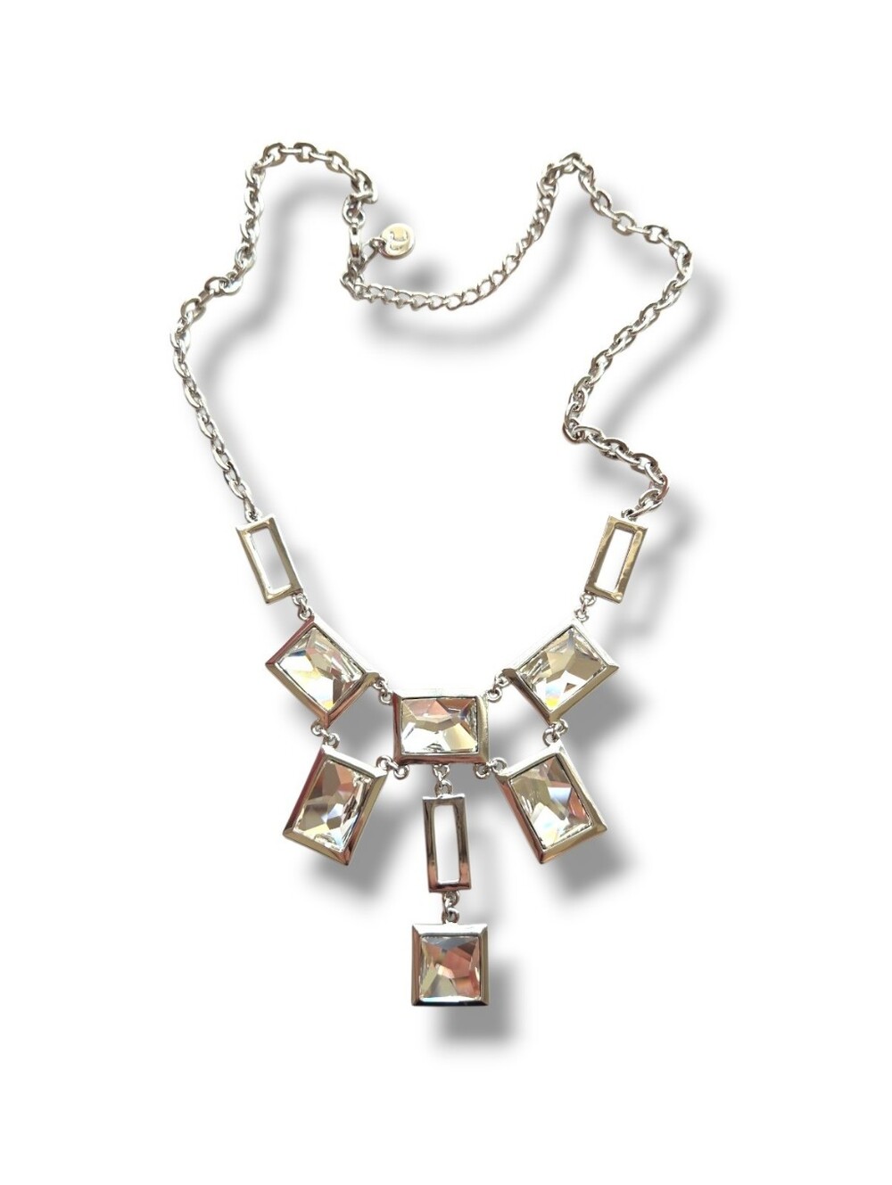 Touchstone Crystal Rhinestone Modern Silvertone Necklace